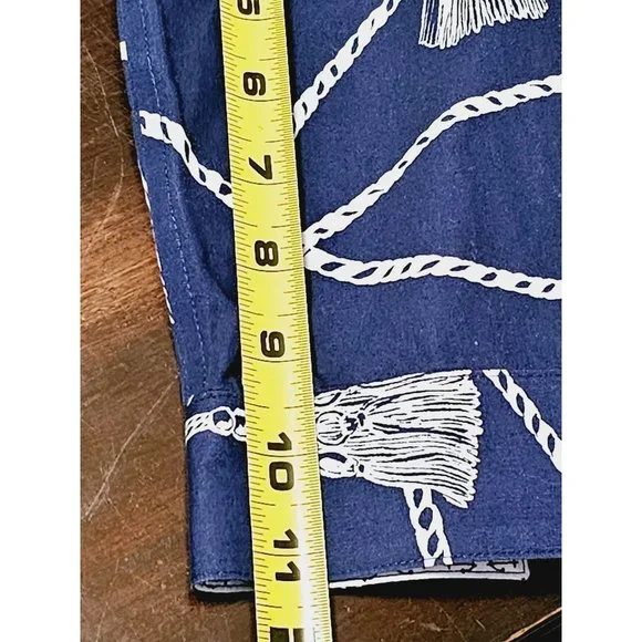 Chico's Button Down blouse size 12 nautical print quarter‎ sleeve flip cuff - Picture 10 of 11